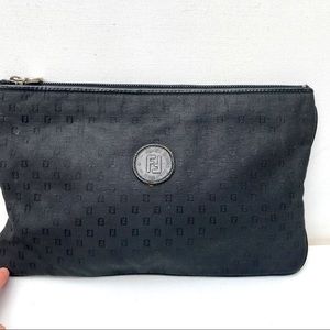 FENDI vintage black clutch Bag zip envelope sleeve